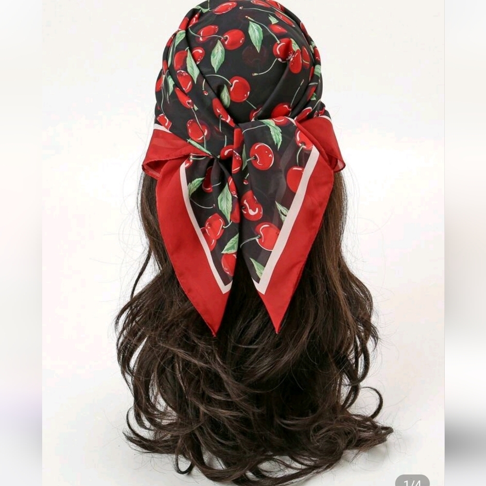 🆕️🍒 BLACK CHERRY SCARF / BANDANA🍒 - Picture 4 of 6